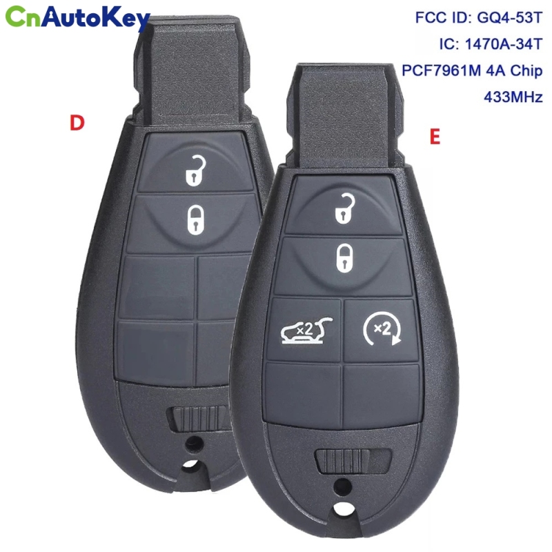 CN086040 for Jeep Cherokee / Cherokee Sport KL 2014 2015 2015 2017 2018 2019 Remote Key Fob Fobik 433MHz GQ4-53T PCF7961M 4A Chip