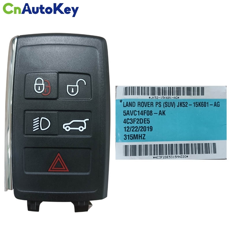 CN004039 OEM Smart key for Land/Range Rover 2018+ Buttons:4+1 / Frequency:315MHz / Transponder: HITAG PRO / Part No: PS(SUV) JK52-15K601-AG
