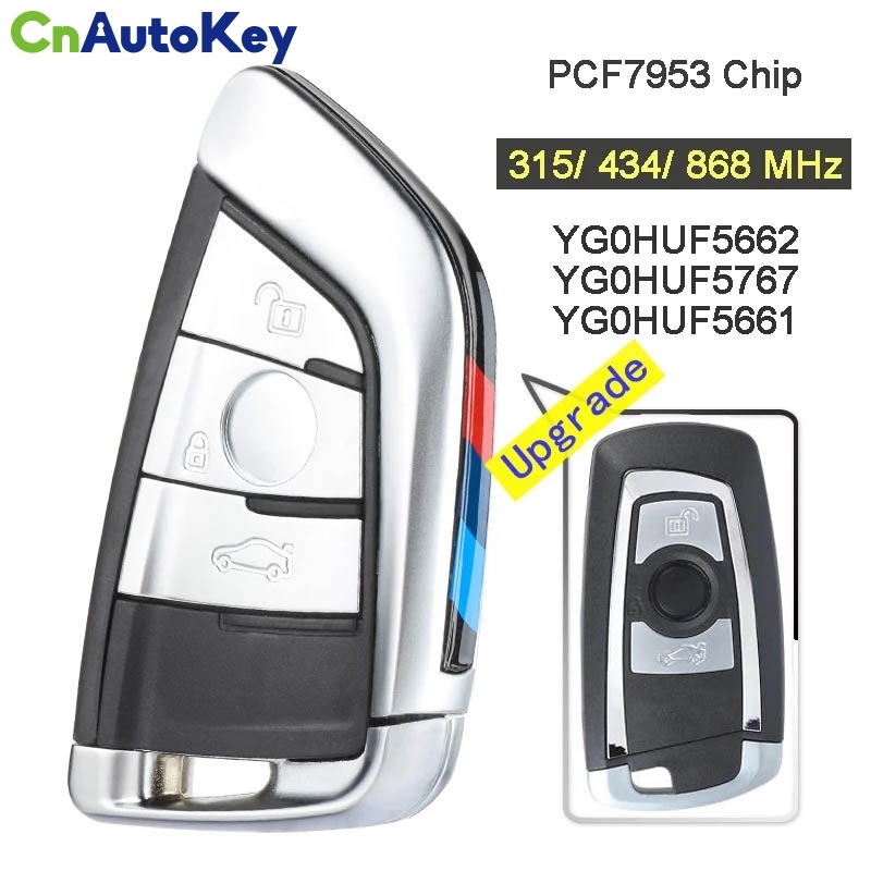 CN006102 315/434/868MHz PCF7953P CAS4+/FEM YG0HUF5662 / 5767 Upgraded 3 Button Remote Key Fob for BMW 1 2 3 4 5 6 7 Series X3 M2