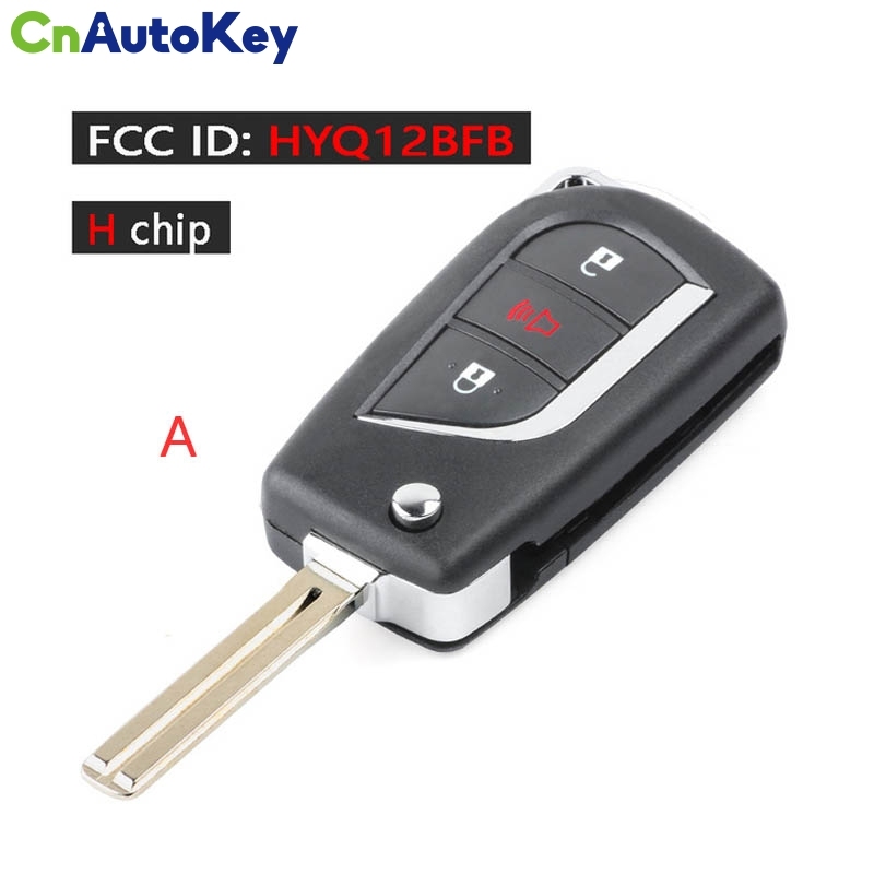 CN007249   315MHz H Chip FCC: HYQ12BFB, 89070-06790 Replacement Flip Folding 3 Button Remote Key Fob for Toyota Camry 2018 2019 2020 1 order