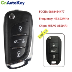 CN009048   3 Buttons 4A Chip Remote Flip Key Folding Car Key 433MHz HUF8435 For Peugeot 308 4008 Citroen Aircross C3 C5 C6