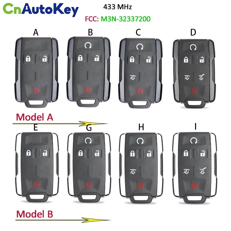 CN014084   Remote Control Key 3 / 4 / 5 / 6 Button 433MHz Fob for Chevrolet Silverado 2019- 2021, GMC Sierra 2021 FCC: M3N-32337200