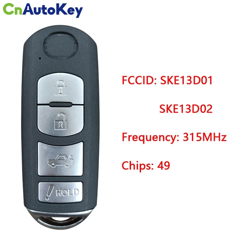CN026038 Smart Remote Key Fob FSK 315MHz ID49 Chip for Mazda 3 6 Miata 2013-2016 FCC: SKE13D01 SKE13D02
