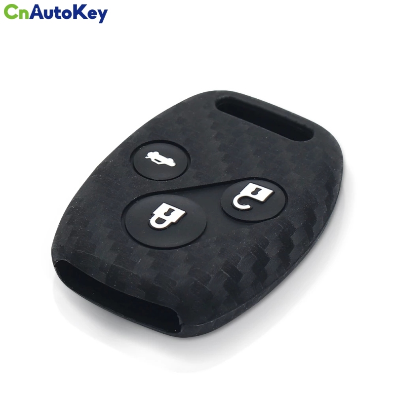 CS003040  For HONDA Accord Civic CRV Pilot Fit 2007 2008 2009 2010-2013 Remote Fob Cover 3 Button Carbon Silicone Car Key Case