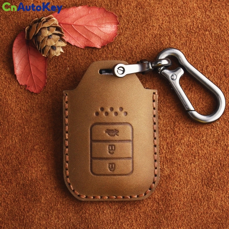 CS003043  For Honda Civic Accord Cr-v Pilot CRV 2015 2016 2017 2018 KeyChain 4 Button Leather Remote Car Key Case Skin Cover Jacket