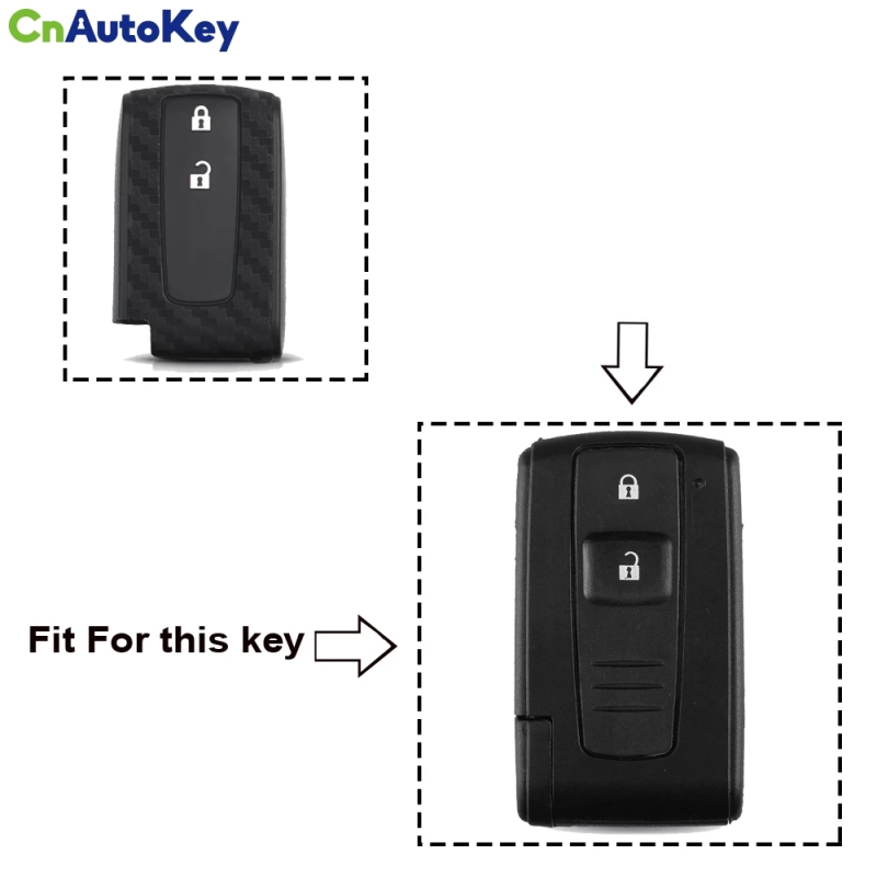 CS007113   For Toyota Prius Crown Avensis Verso Remote Car Silicone Key Case Cover 2 Buttons Carbon Silicone Car Key Case