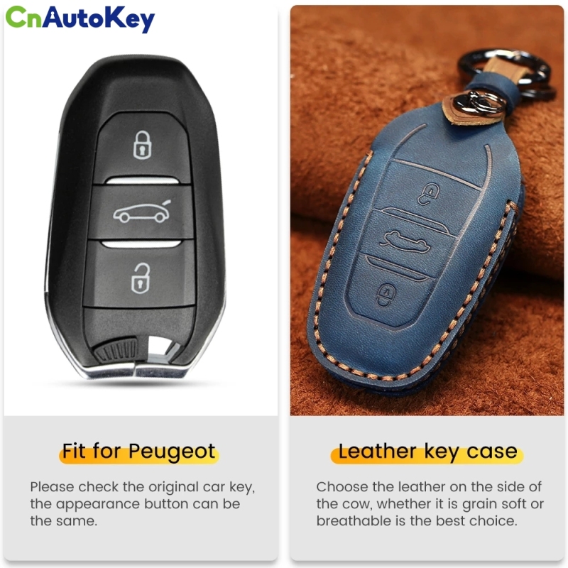 CS009046   Car Auto Key Fob Case For Peugeot 208 308 508 3008 5008 For Citroen C4 Picasso DS3 DS4 DS5 DS6 Genuine Leather Handmade