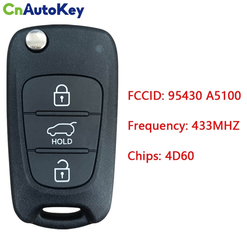 CN020095 Genuine Hyundai i30 3 Buttons Flip Remote Key 2012+ 433MHZ 4D60 Chip RKE-4F04(GD) 95430 A5100