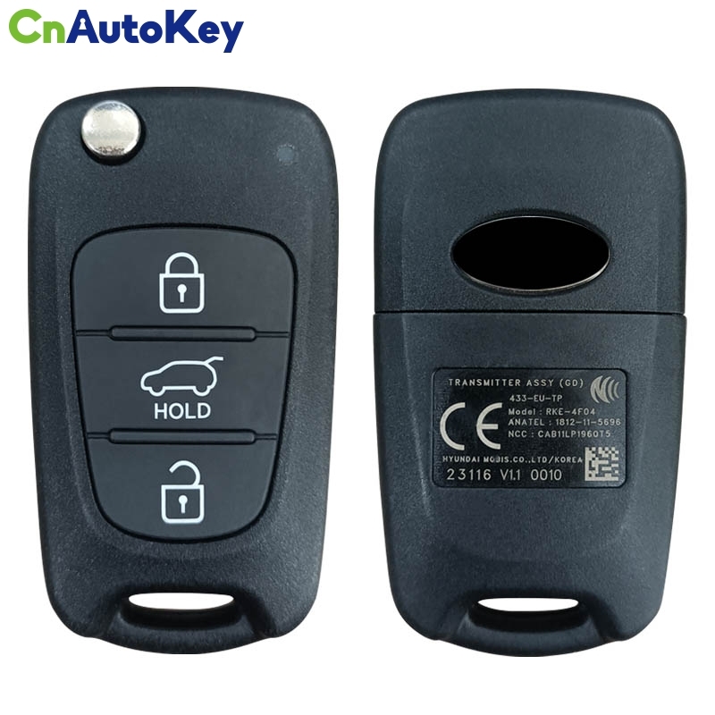 CN020095 Genuine Hyundai i30 3 Buttons Flip Remote Key 2012+ 433MHZ 4D60 Chip RKE-4F04(GD) 95430 A5100