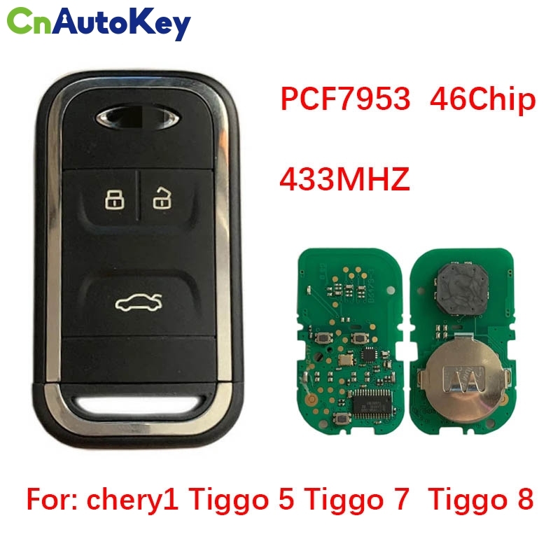 CN079003  3 Button Car Keyless Smart Remote Key 434Mhz ID46 Chip for New Chery Tiggo 5 Tiggo 7 Tiggo 8 Arrizo 5 6 7 Intelligent Remote Key