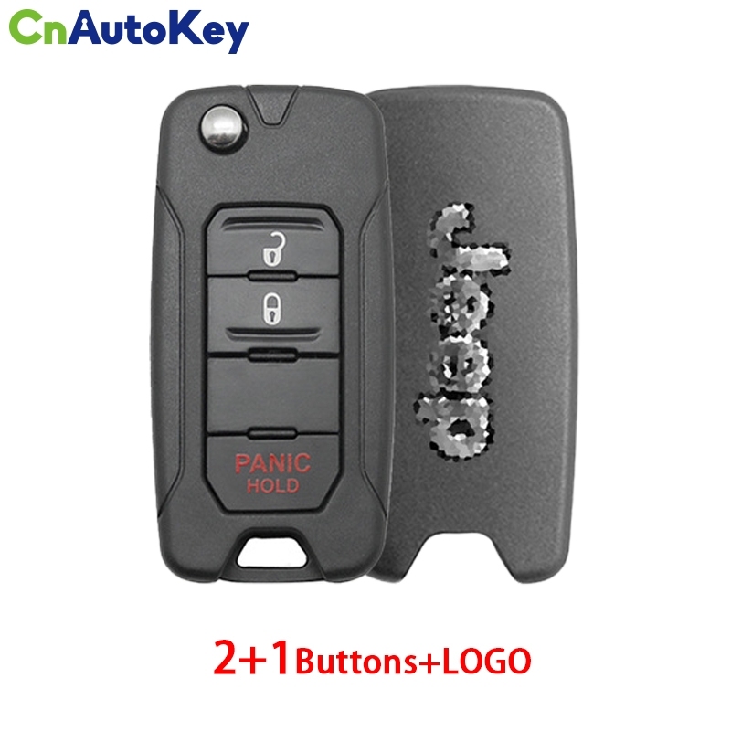 CS086004  2+1 Buttons For Jeep Renegade 2015/6/7/8 Flip Remote Car Key Shell Case With Uncut SIP22 Blade Replacement With Logo