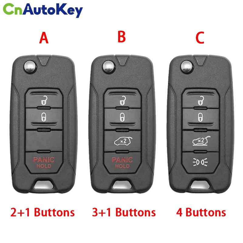 CS086004  2+1 Buttons For Jeep Renegade 2015/6/7/8 Flip Remote Car Key Shell Case With Uncut SIP22 Blade Replacement With Logo