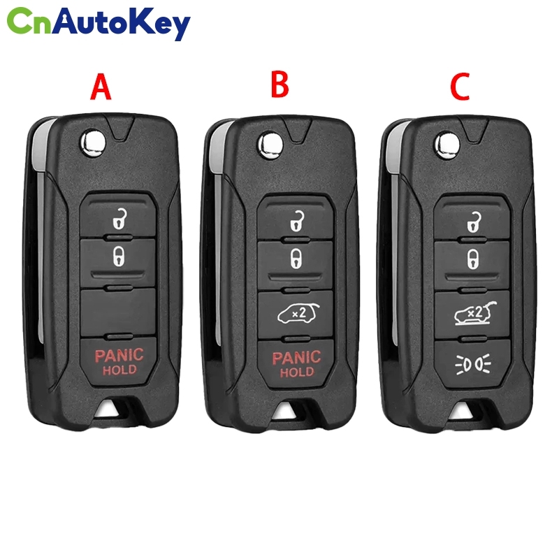 CS086004  2+1 Buttons For Jeep Renegade 2015/6/7/8 Flip Remote Car Key Shell Case With Uncut SIP22 Blade Replacement With Logo