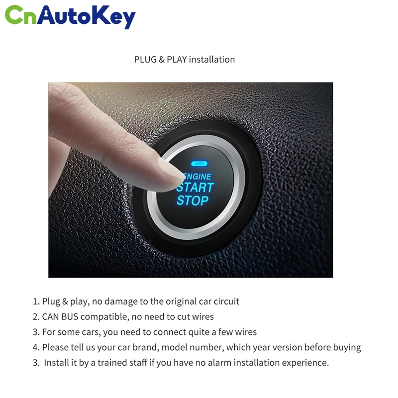 CNP161 EASYGUARD Plug &amp;Play CAN BUS fit for A1 13-18 Q3,TT 08-17 KEY START PKE car alarm system smart key remote start push button stop