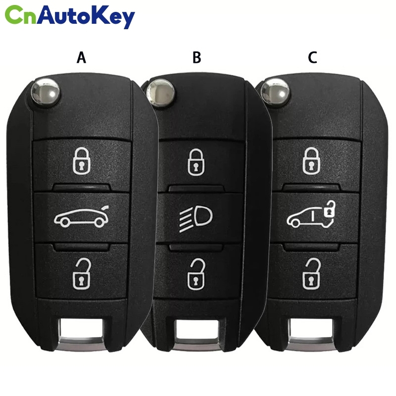 CN016046  Citroen 433 MHz transponder HITAG AES 3 button smart key fob (with logo)