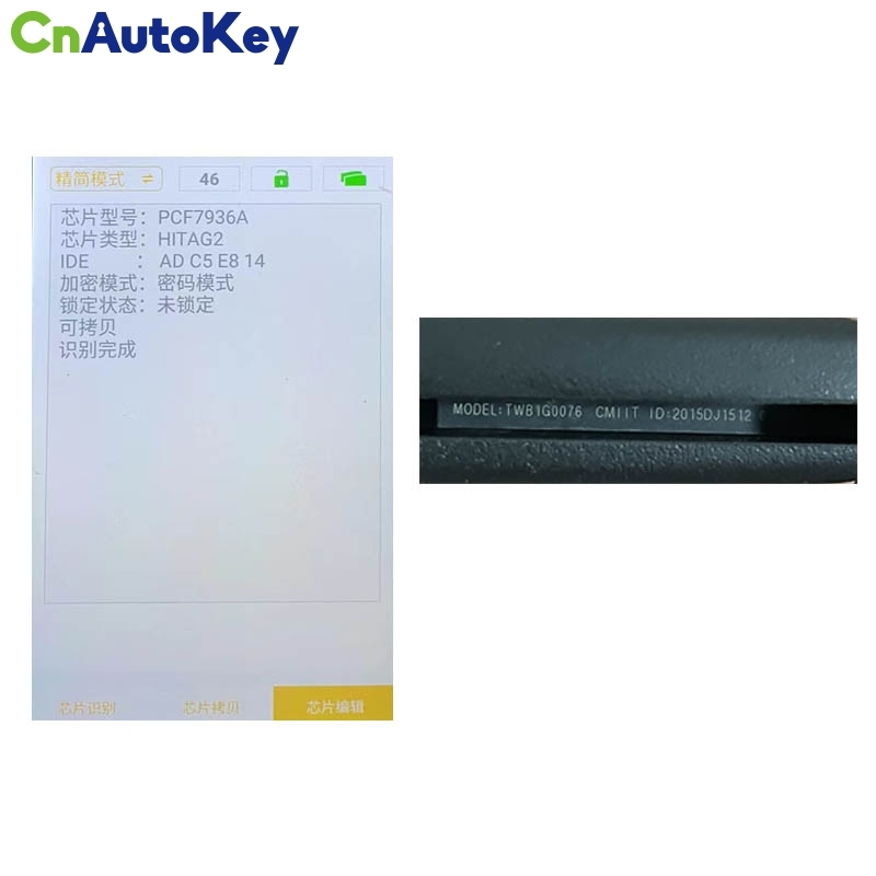 CN027030  ORIGINAL Key for Nissan Frequency 433 MHz Transponder PCF 7936 HITAG 2 ID46 Part No TWB1G0076