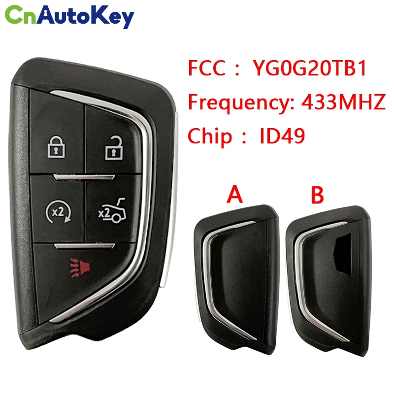 CN030009 FCC ID: YG0G20TB1 For Cadillac CT4 CT5 2020 2021 Key Fob 5 Button 433MHz ID49 Chip