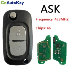 CN010071  Car key remote for Renault 2 Botton 46 chip 433mhz ASK