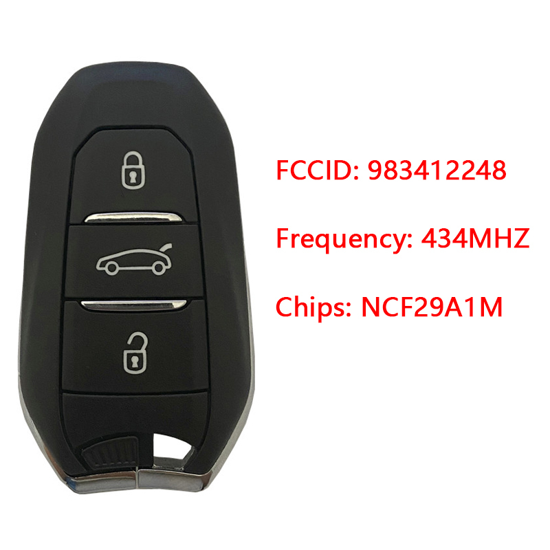 CN016043 ORIGINAL Smart Key for Citroen   Buttons3  Frequency 434 MHz  Transponder HITAG 128-bit NCF29A1M  AES  Blade signature VA2  Part No 983412248