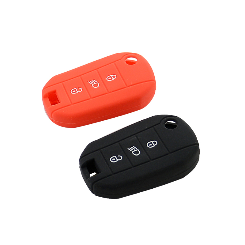 CS009051  3 Button Silicone Rubber Car Key Case for Peugeot 3008 208 308 508 408 2008 Protector Cover Holder Skin Car Accessories