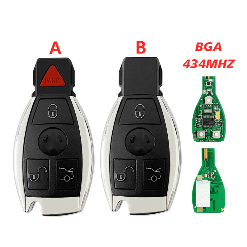 CN002097  BGA 434MHZ 3/3+1 Button Smart Remote Key Fob for Mercedes Benz A C E S Class GLK GLA W204 W212 W205 Replace Car Key Case Cover