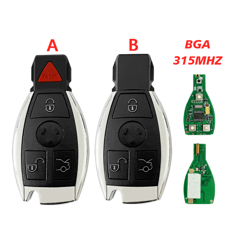 CN002098 BGA 434MHZ 3/3+1 Button Smart Remote Key Fob for Mercedes Benz A C E S Class GLK GLA W204 W212 W205 Replace Car Key Case Cover