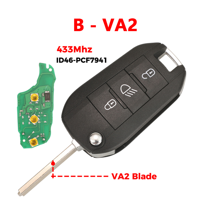 CN016047 433Mhz Remote Car Key For Peugeot 208 301 308 508 2008 5008 Hella Fit Citroen C3 C4 C4L ID46-7941 Chip HU83 VA2 Blade
