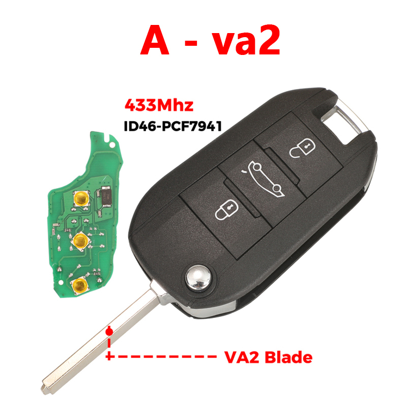 CN016047 433Mhz Remote Car Key For Peugeot 208 301 308 508 2008 5008 Hella Fit Citroen C3 C4 C4L ID46-7941 Chip HU83 VA2 Blade