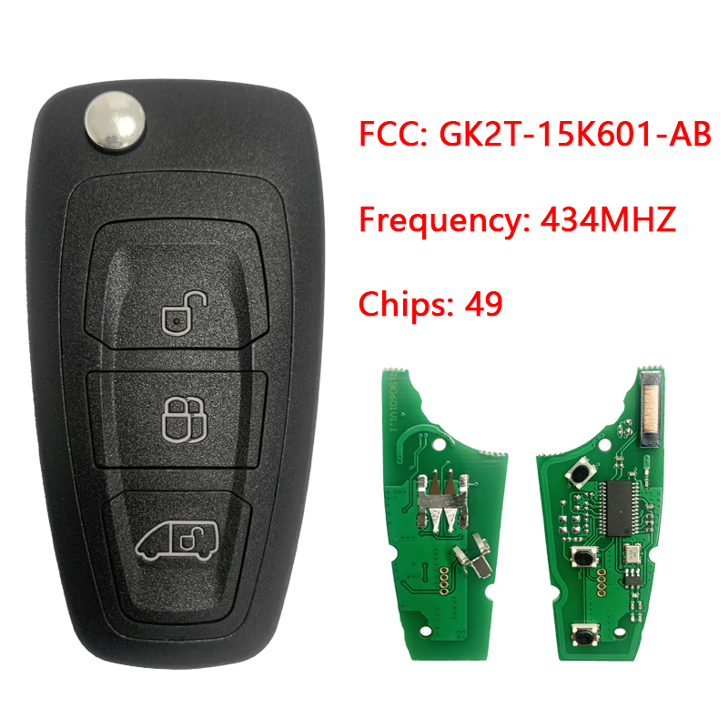 CN018097 For Ford Transit Flip Remote Key 3 Button 434MHz 49 Chip HITAG Pro GK2T-15K601-AB