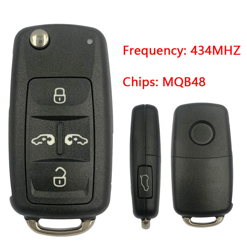 CN001121 Aftermarket VW Remote key  Volkswagen Sharan / Transporder Megamos AES ID88  434Mhz