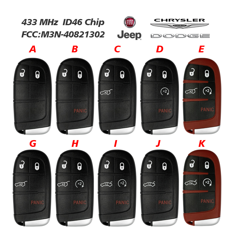 CN086054 2/3/4/5 Buttons universal smart key For Jeep dodge fiat chrysler  ID46 434MHZ FCC ID :M3N40821302 Multi-function programming key