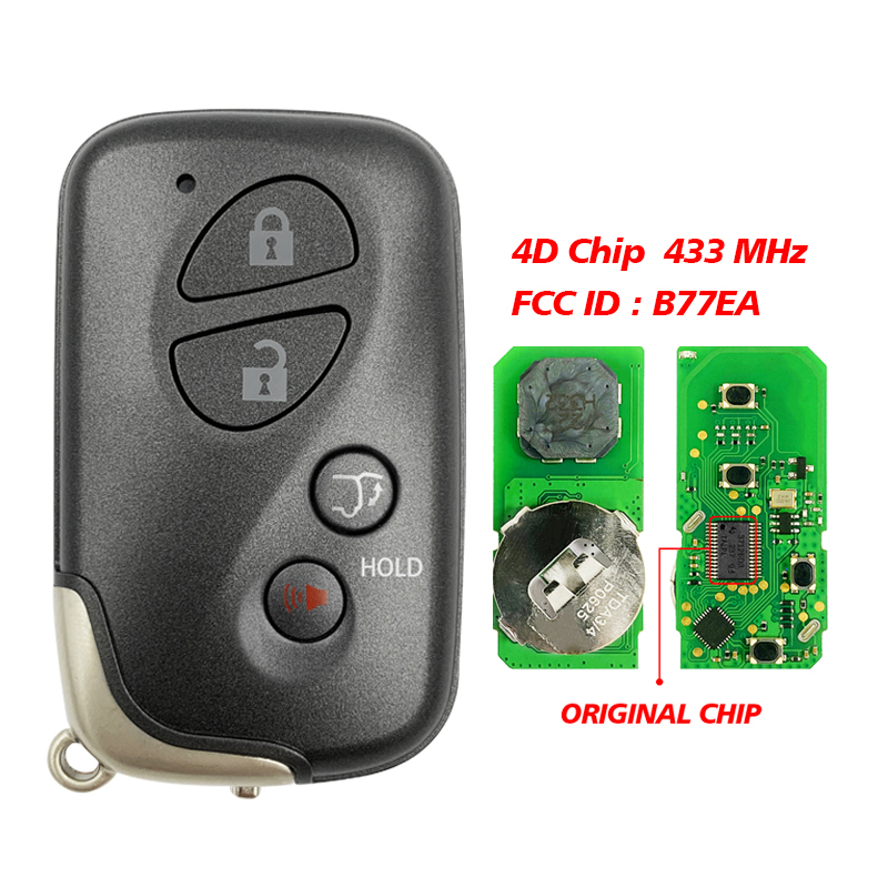 CN052054  Replacement 4 Button Lexus LX570 2009-2014 Smart Key Remote 89904-60850 89904-60851 FCCID B77EA P1 98 4D 67 433Mhz