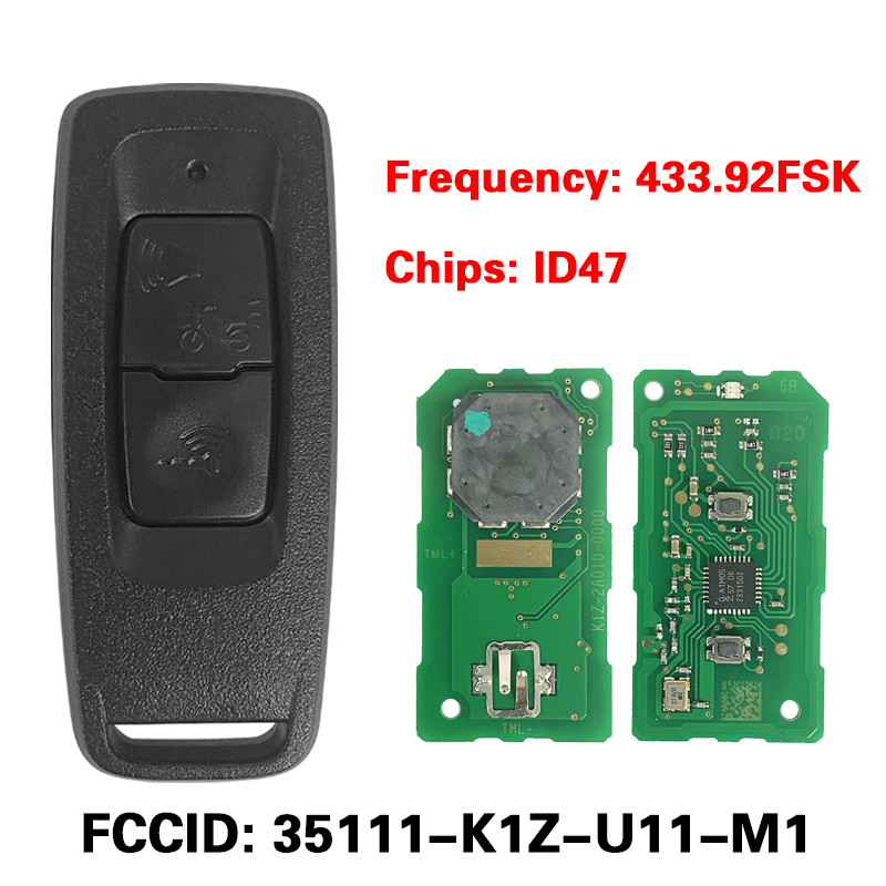 MK0019 For Honda pcx160 motorcycle smart key 35111-K1Z-U11-M1 For Honda PCX160, FORZA, NSS350, 2021-2024, Chip ID47, 433.92FSK