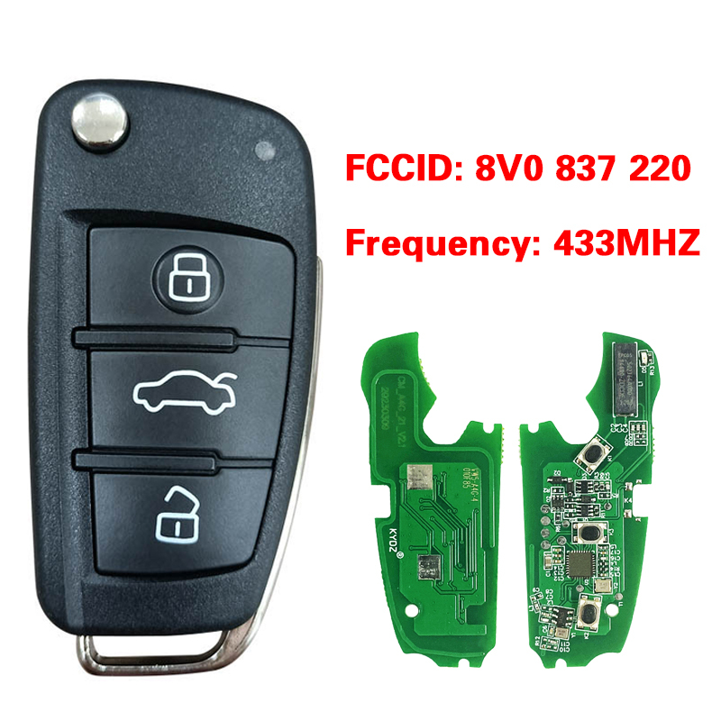CN008034 433MHz Fob  Audi A3 S3 2012-2015 z Megamos AES Chip P/N: 8V0 837 220