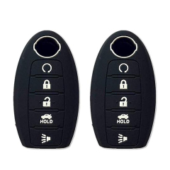 SCC013010  Autobase Silicone Key Fob Cover for Nissan Rogue Murano Armada Maxima Altima Sedan Pathfinder Infiniti JX35 Q50 Q60 QX56 QX60 QX80 | Car Accessory | Key Protection Case 2 Pcs (Black)