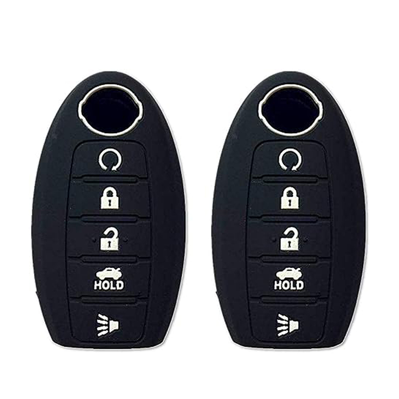 SCC013010  Autobase Silicone Key Fob Cover for Nissan Rogue Murano Armada Maxima Altima Sedan Pathfinder Infiniti JX35 Q50 Q60 QX56 QX60 QX80 | Car Accessory | Key Protection Case 2 Pcs (Black)