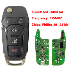 CN018129  2020-2020 Ford Transit Connect / 5-Button Flip Key / PN: 164-R8255 / N5F-A08TAA (OEM)