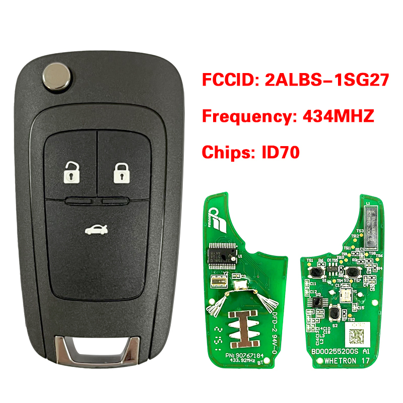 CN014113 Original 3 Buttons Car Key 2ALBS-1SG27 ID70 Chip 434 MHZ For Chevrolet Alarm Remote Fob