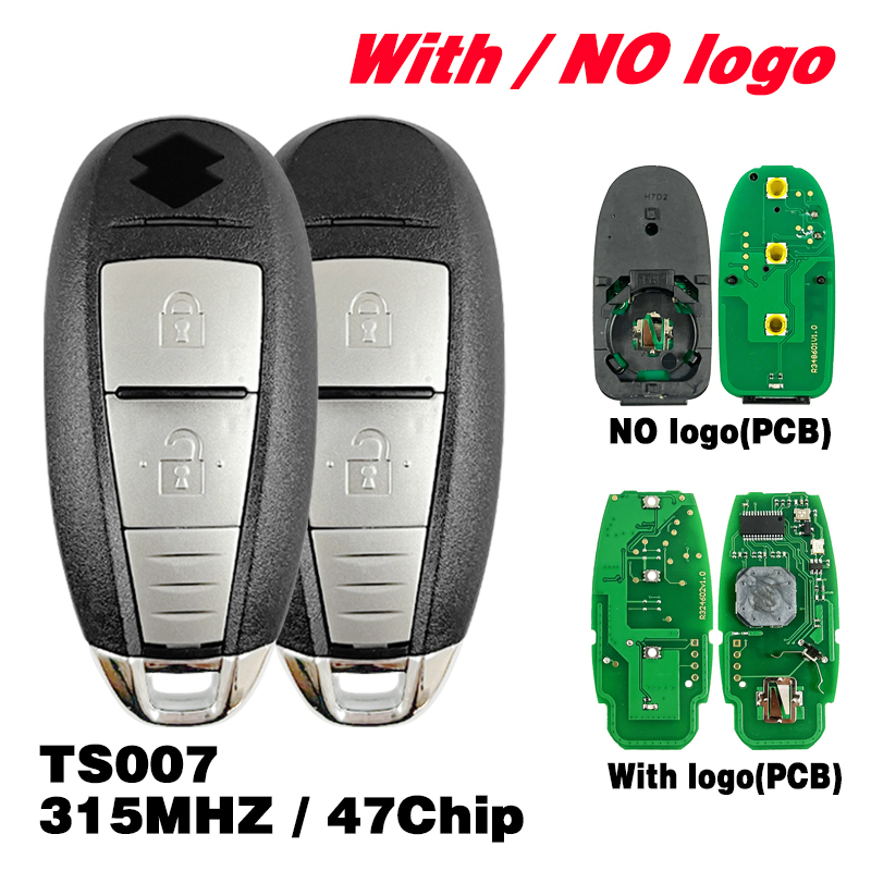 CN048024  Smart Remote Car Key Fob -TS007 315Mhz,  2 Buttons with ID47 Chip for Suzuki SWIFT SX4 VITARA 2010-2015