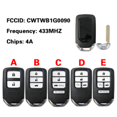 CN003162 2/3/4/5 Button 433MHZ 4A Chip For Honda Accord 2018-2021  Smart Card Remote Key Car Key  PN : 72147-TVA-A11 FCC ID : CWTWB1G0090