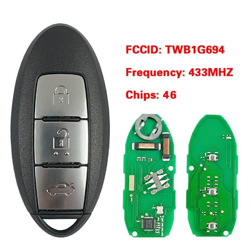 CN027045 3 Button For Nissan MICRA Juke Cube Leaf Smart Key 434MHZ 46 CHIP (HITAG2) PCF7952 TWB1G694