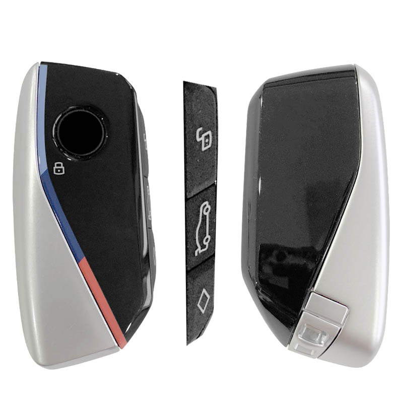 CN006124  Suitable for BMW 4 keys (square function keys) + glossy surface + black silver + colored edges