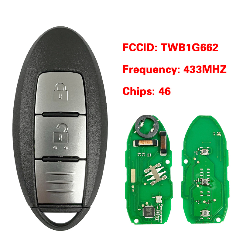 CN027035 TWB1G662 Smart key 2 button 433.9mhz PCF7952 for Nissan Juke Note Micra Cube  46chip 7952