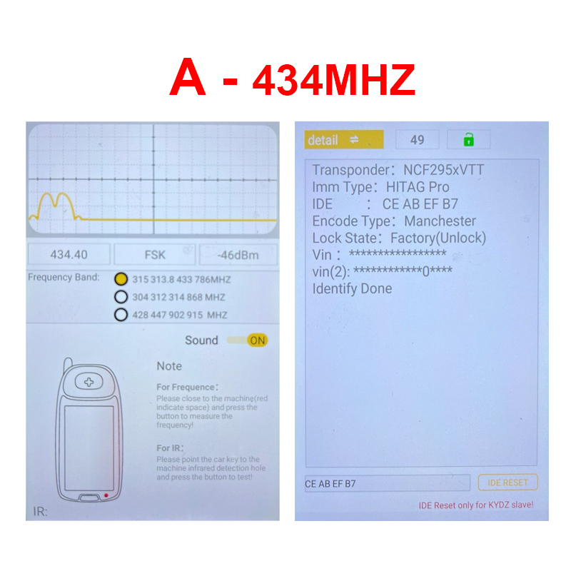 CN006121  Suitable for BMW 4 keys (square function keys) + frosted keys 434/315MHZ