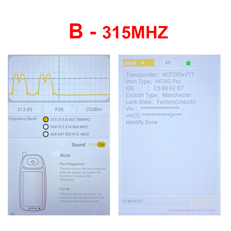 CN006122 Suitable for BMW 4 keys (square function keys) + glossy surface + all black + colored edges 434MHZ/315MHZ