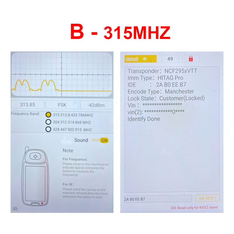 CN006121  Suitable for BMW 4 keys (square function keys) + frosted keys 434/315MHZ