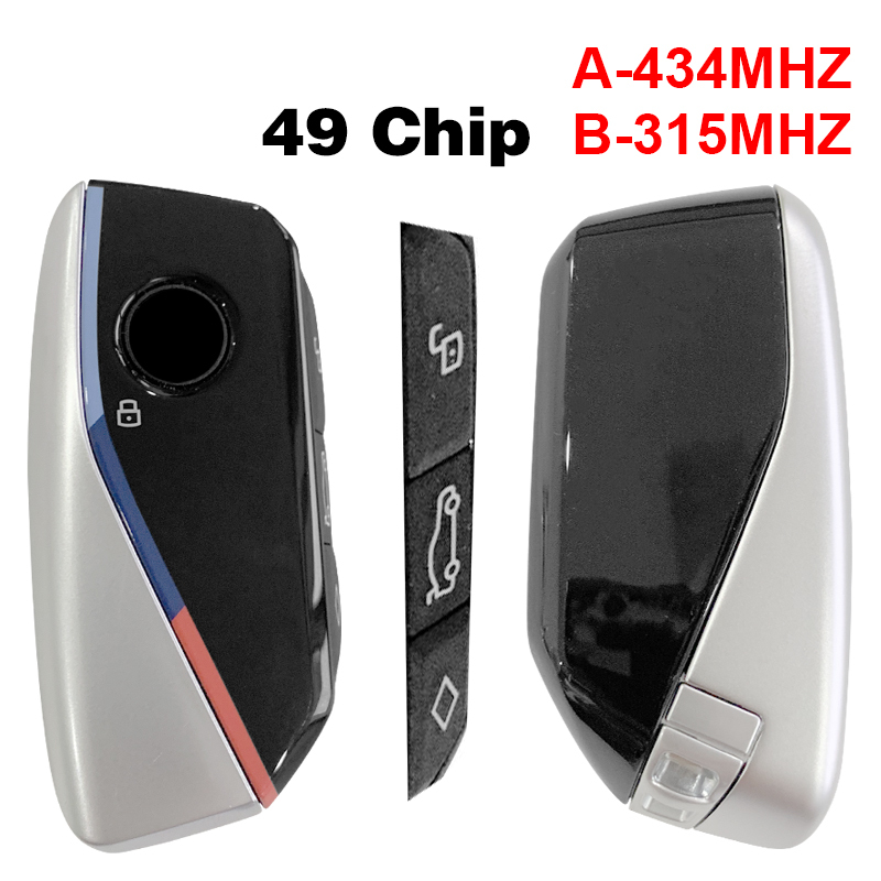 CN006124  Suitable for BMW 4 keys (square function keys) + glossy surface + black silver + colored edges 434MHZ/315MHZ