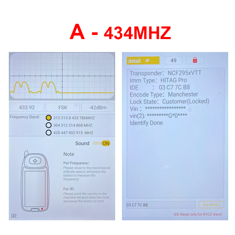 CN006122 Suitable for BMW 4 keys (square function keys) + glossy surface + all black + colored edges 434MHZ/315MHZ