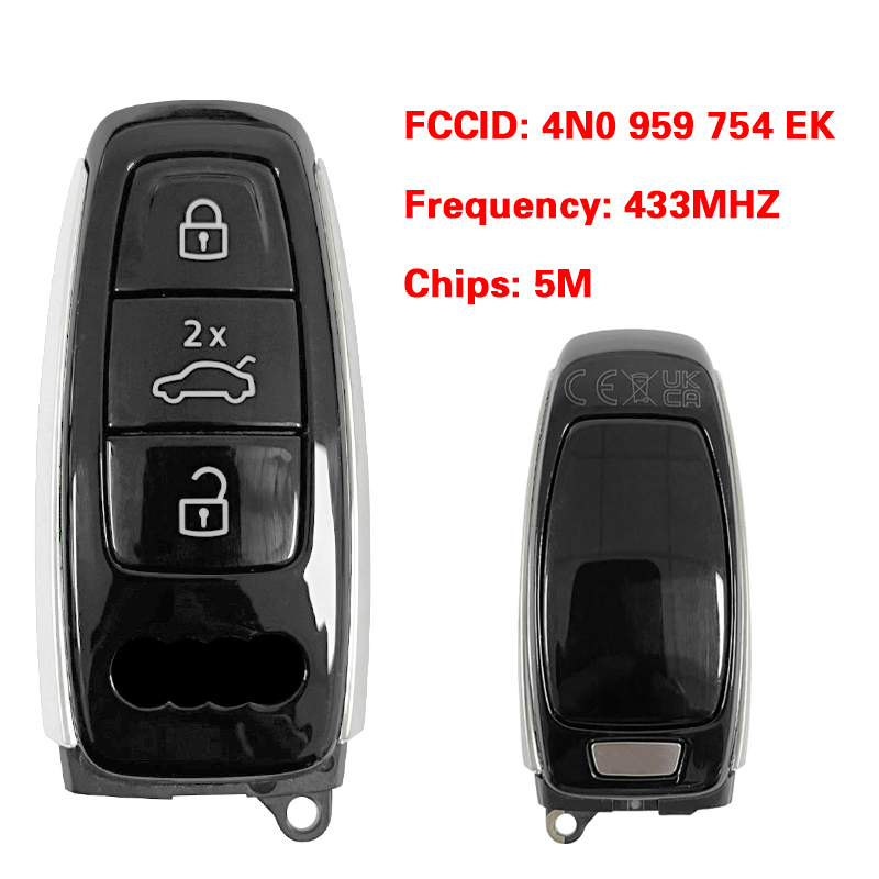 CN008107 Original 3 buttons 433 MHz  5M Chip For Audi A8 2017-2021 Smart key Remote FCC ID 4N0 959 754 EK Keyless Go