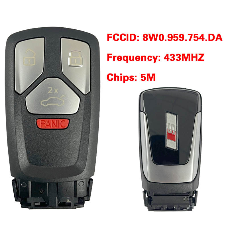 CN008148 MLB Suitable for Audi original remote control key 3+1buttons 433Mhz 5M chip FCC: 8W0 959 754 DA Keyless GO